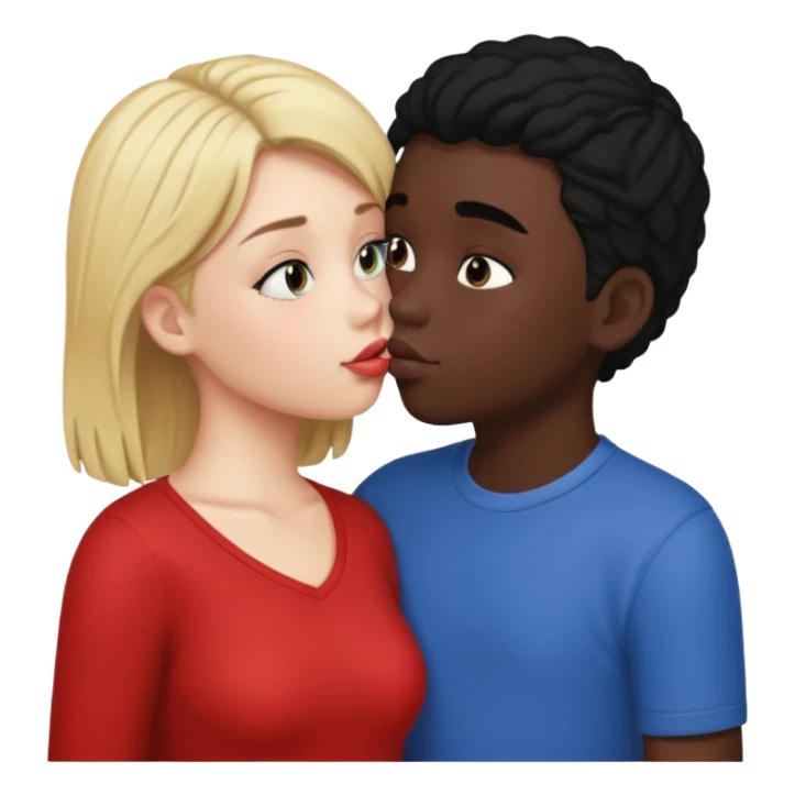 With boy kisses black girl sticker
