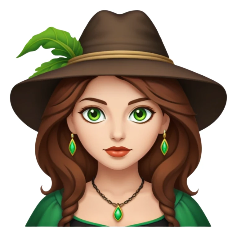 Bruja sexy de tez blanza cabello castaño y ojos verdes  sticker