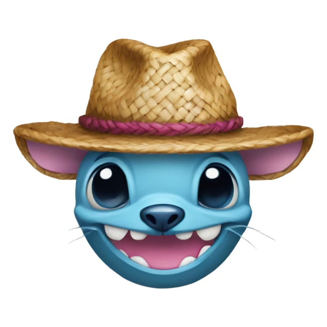 Stitch avec un chapeau de paille et une cicatrice sous l’oeil sticker