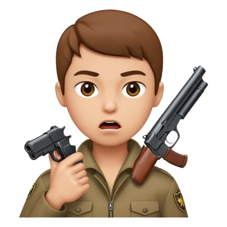 Gun pointing at a person’s mouth sticker