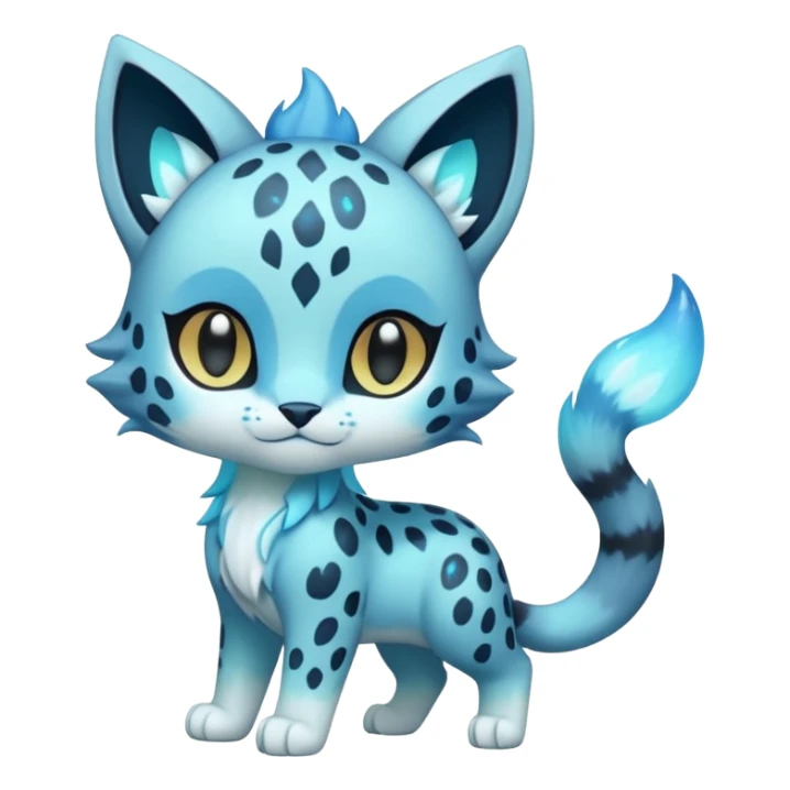 Colorful Iridescent Shiny Pastel Nebulae Glowing Neon Bioluminescent Bright Icy Elemental Pawny Majestic Elegant Adorable Chibi Baby Liepard-Amaura-Litten-Sprigatito-Caracal-Lynx-Genet-Civet-Glaceon-Pokémon-fusion-creature (full body) sticker