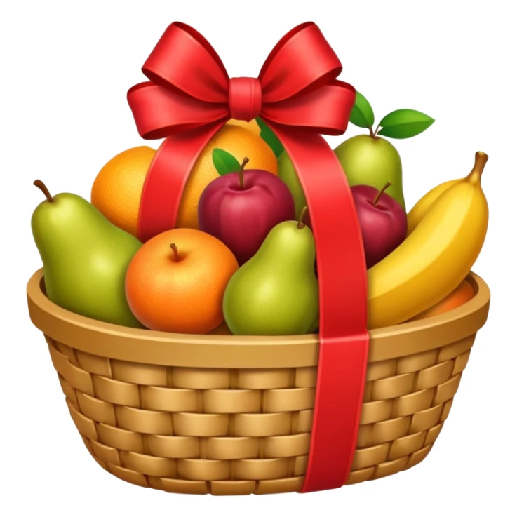 A luxury basket with wrapped fruits and ribbon bow.








































 sticker