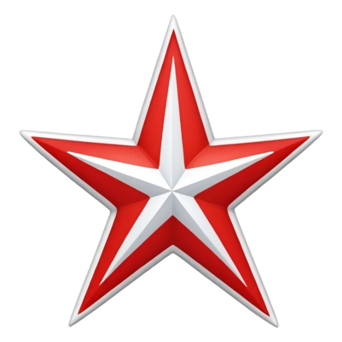 a twelve point star with slightly rounded borders, red and white stroke sticker