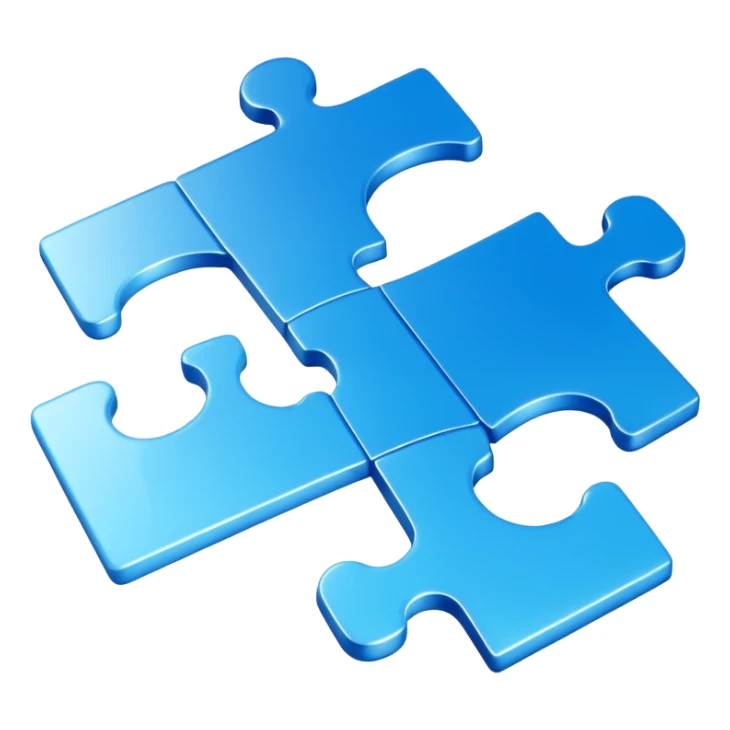 puzzle piece emoji in blue professional design for business presentation, clean edges, modern corporate aesthetic sticker