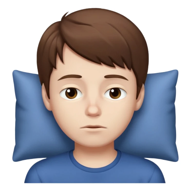 boy with brown hair and sleepy eyes sticker