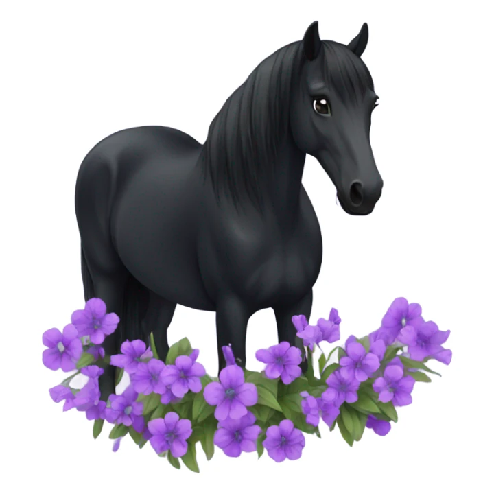 Black horse with purple flowers sticker