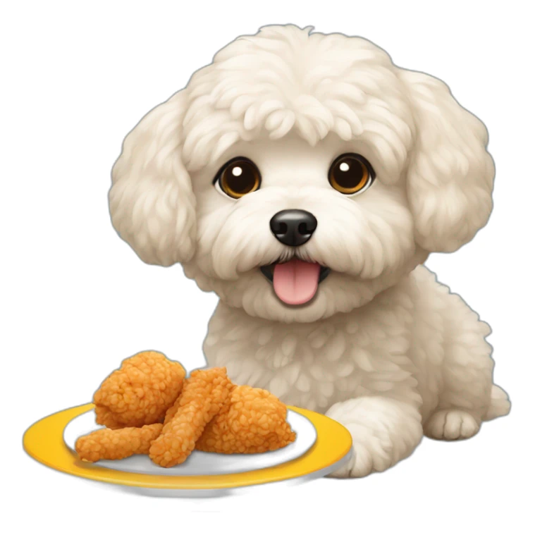 Maltipoo dog eating chicken  sticker