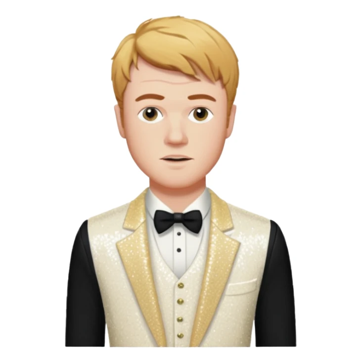 Finneas O'Connell with ivory sequin outfit sticker