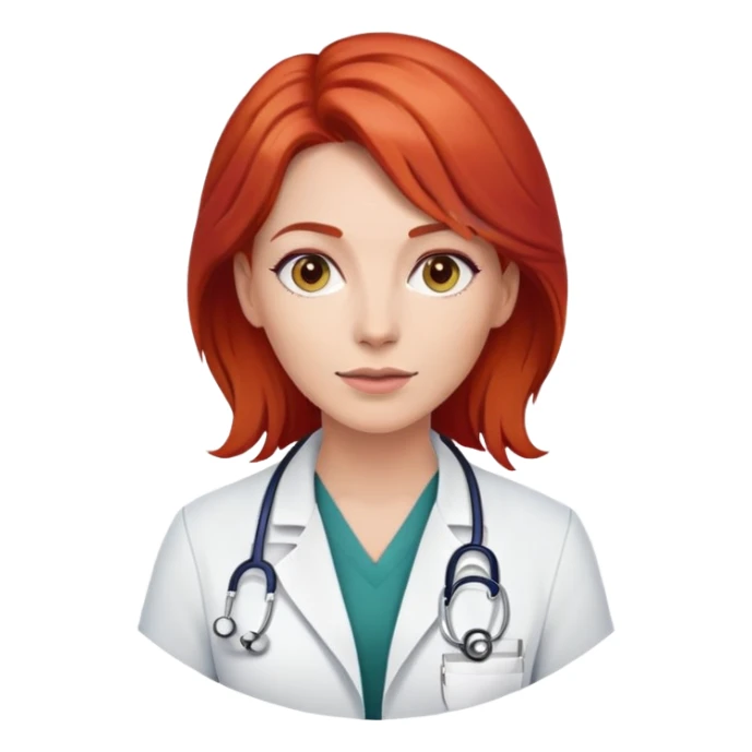 female doctor with red hair sticker