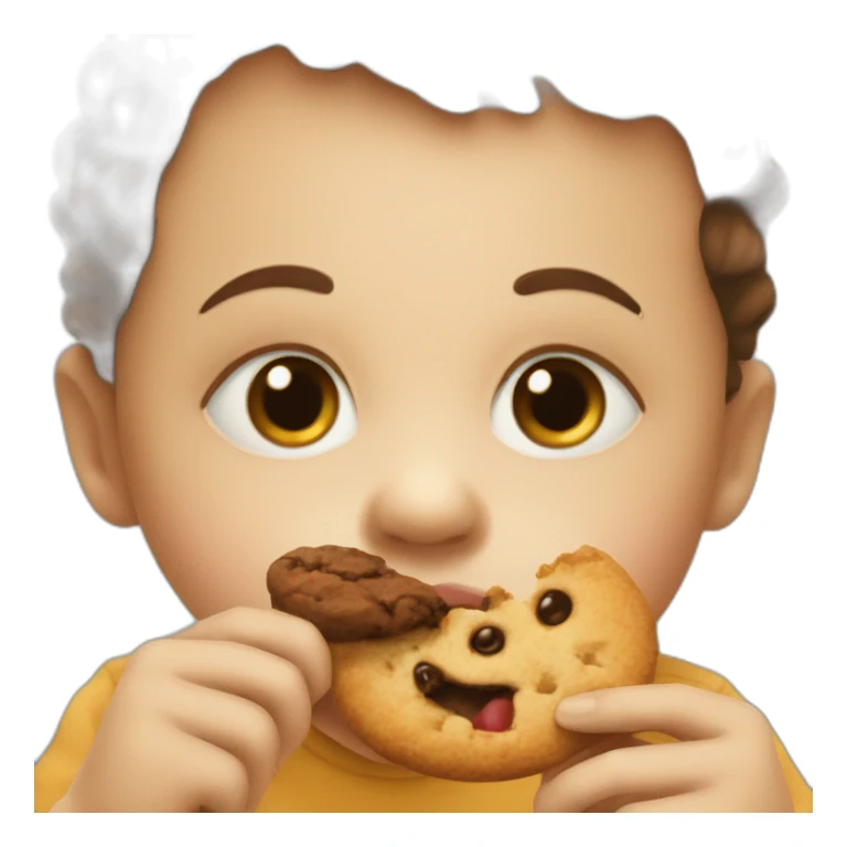 Baby eating a cookie sticker