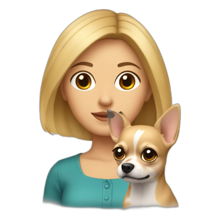 mujer con pelo super corto rubio y su perro Chihuahua sticker