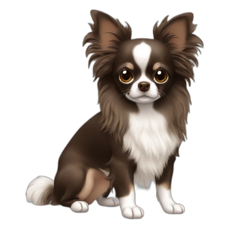 Long hair dark brown no white fur Chihuahua sticker