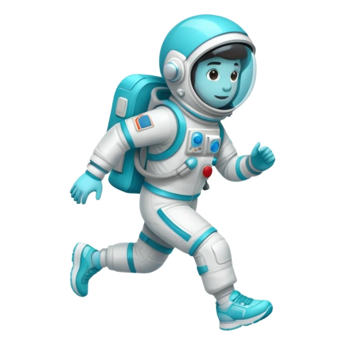 cyan and white astronaut, running in sneakers sticker
