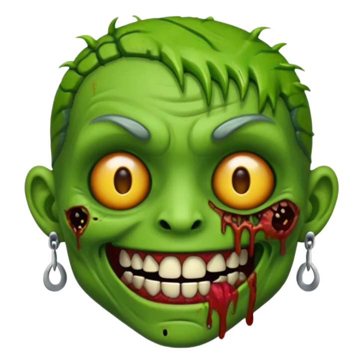 Create a zombie emoji with grillz and earring sticker