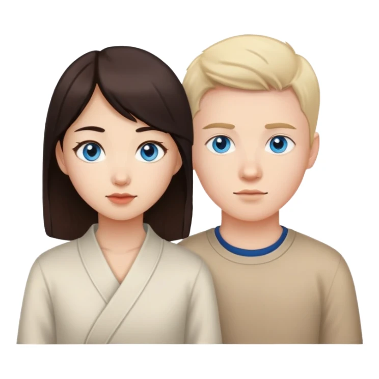White boy with blue eyes and Asian girl with brown eyes  sticker