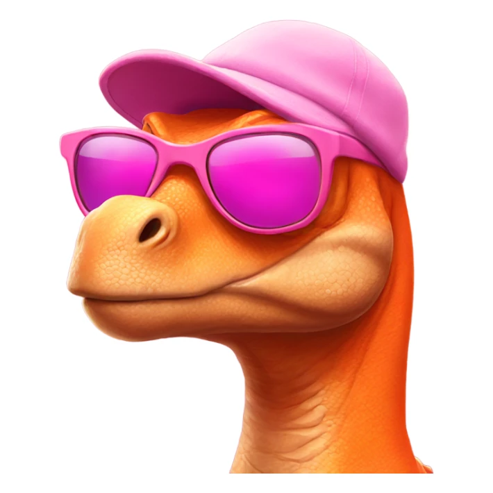 Dinosaur wearing pink sunglasses and orange beany hat sticker