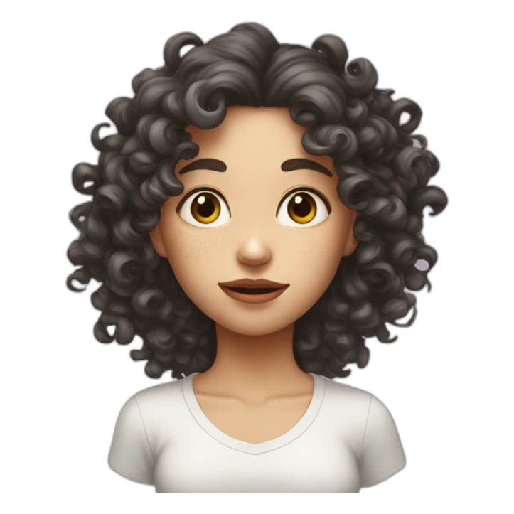female face with curly hair and with many large irregular milk stains sticker