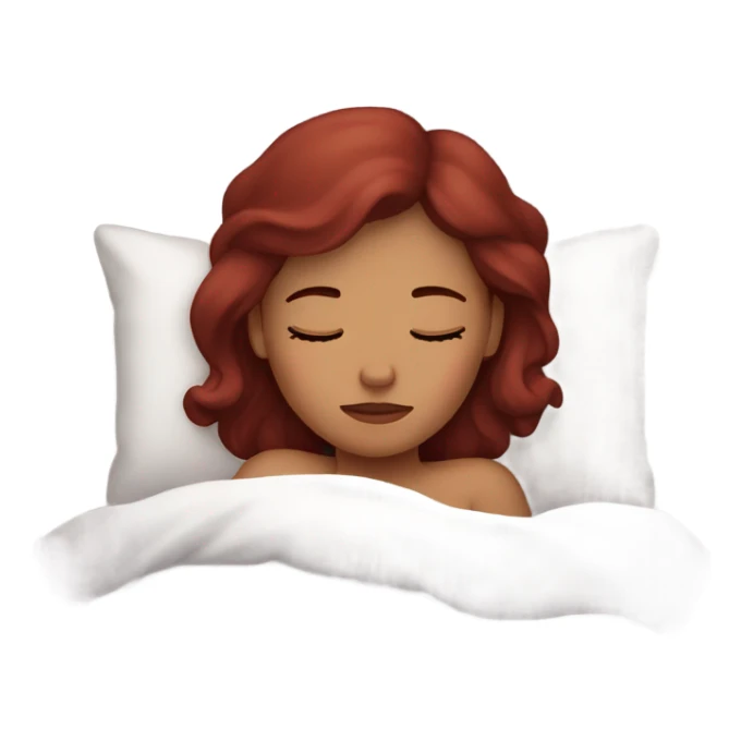 Burgundy haired girl sleeping in bed sticker