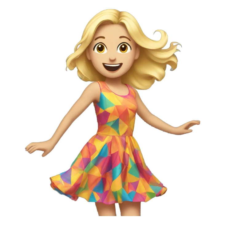 blonde girl dancing excited in dress sticker