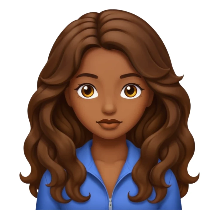 Baddie girl with brown long wavy hair sticker