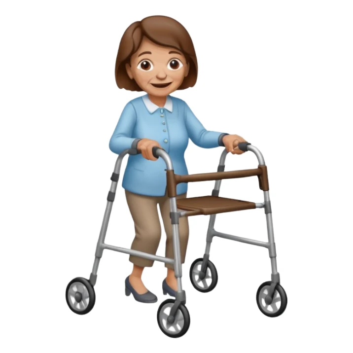 Old woman with brown hair with a walker  sticker