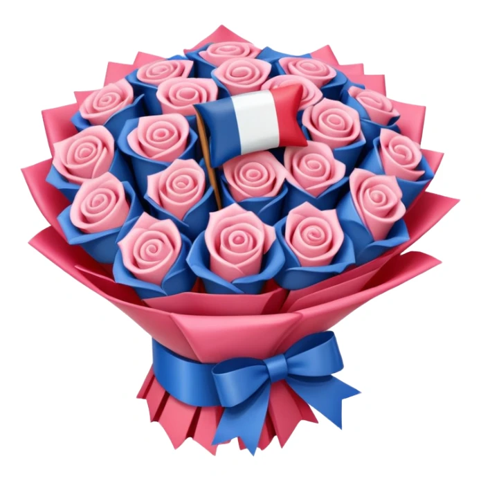 SPAM MEAT rose bouquet wrapped in french flag bow sticker