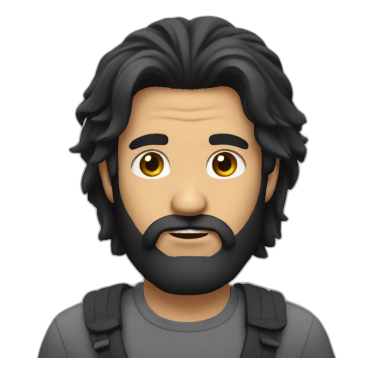 man with long black hair and a beard say idk sticker