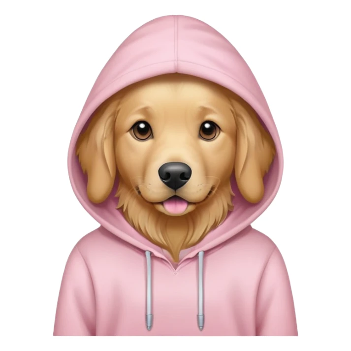Golden retriever wearing a hoodie in light pink sticker