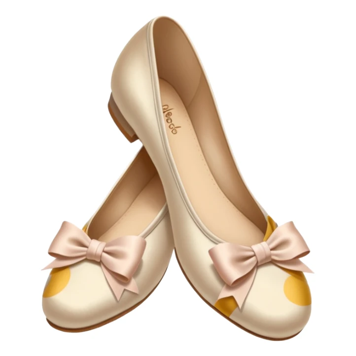 Beige realistic vintage silk bow ballerina shoes sticker