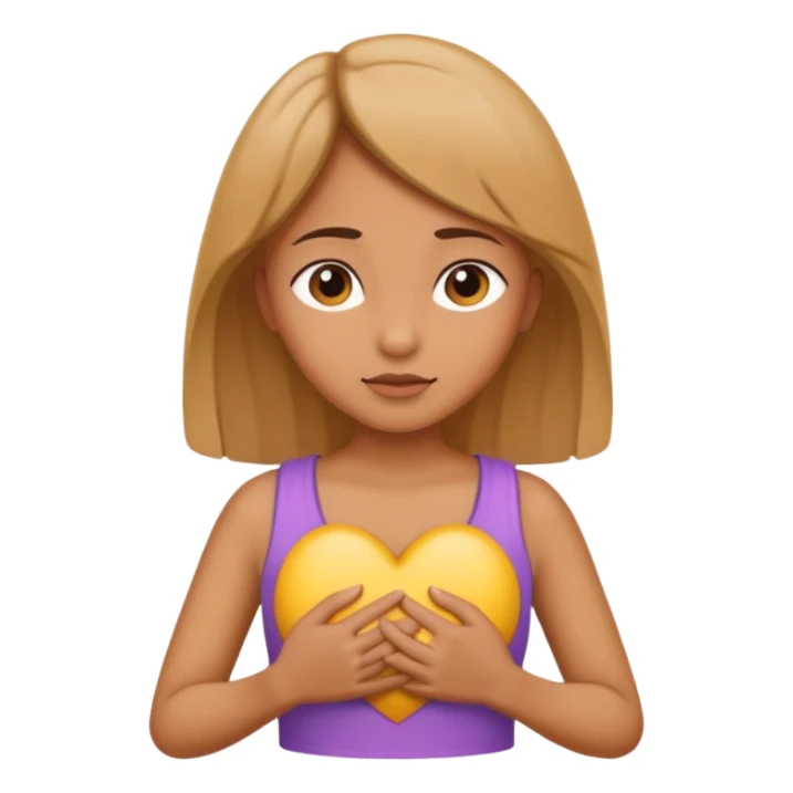 Girl holding her chest sticker