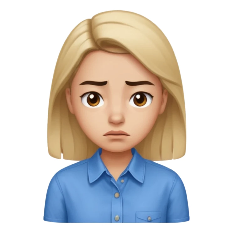 girl in a blue button-up shirt looking disbeleiving sticker