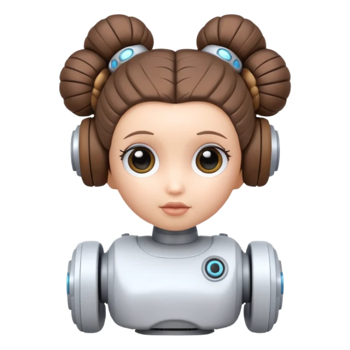 cute robot toy with Princess Leia's hair buns sticker
