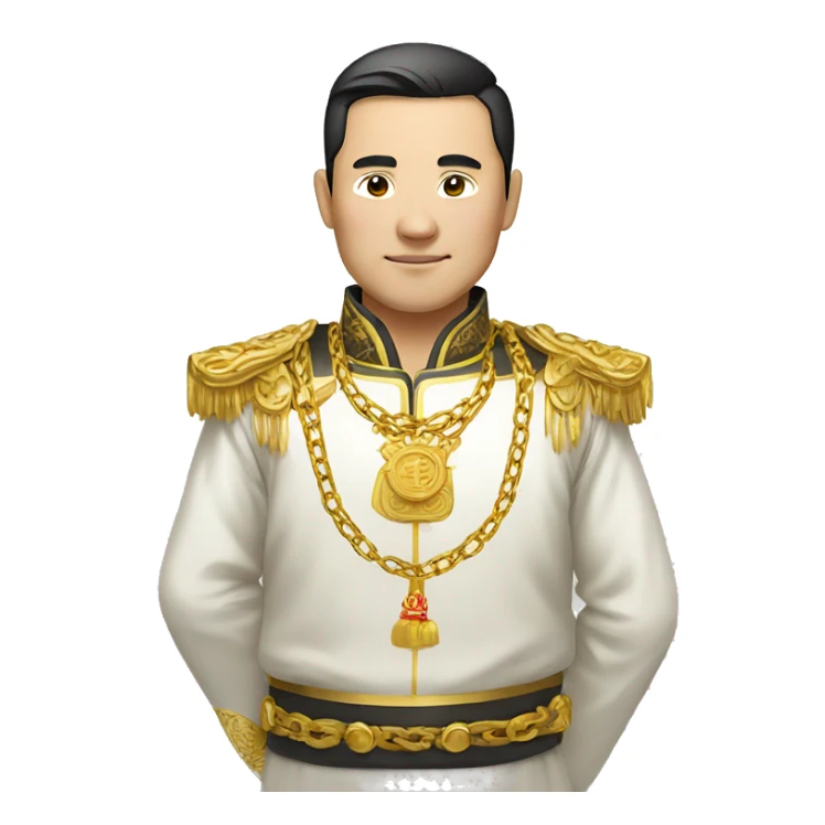 rich chinese man with gold chain in national dress sticker