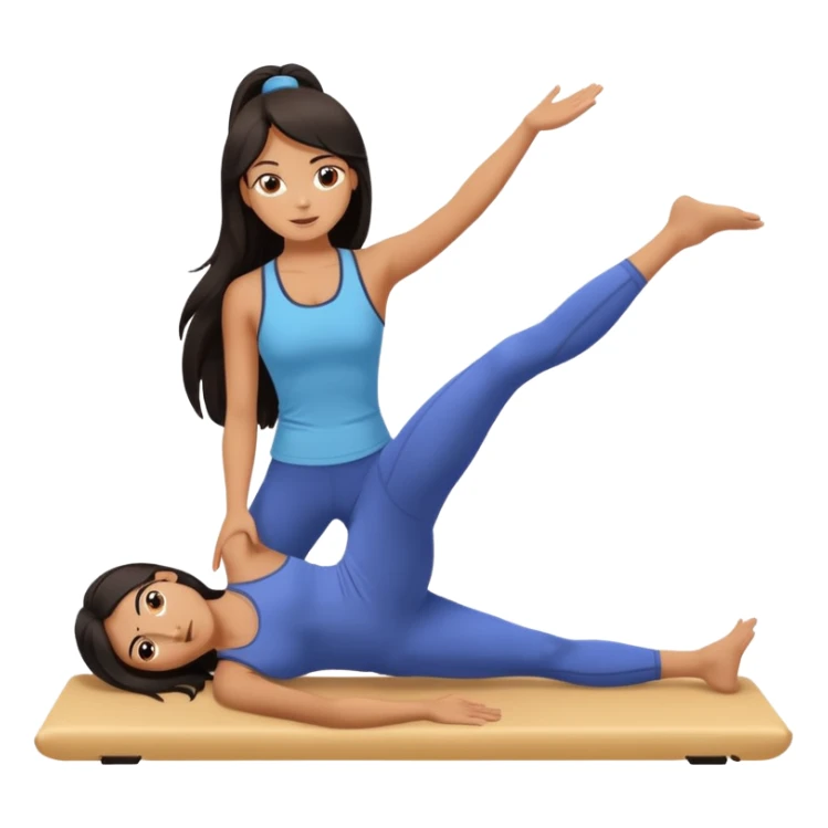 One long dark haired girl doing pilates sticker