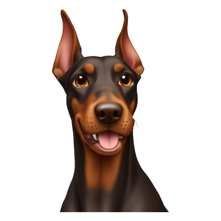 Different shades of brown Doberman without cropped ears looking forward and happy  sticker