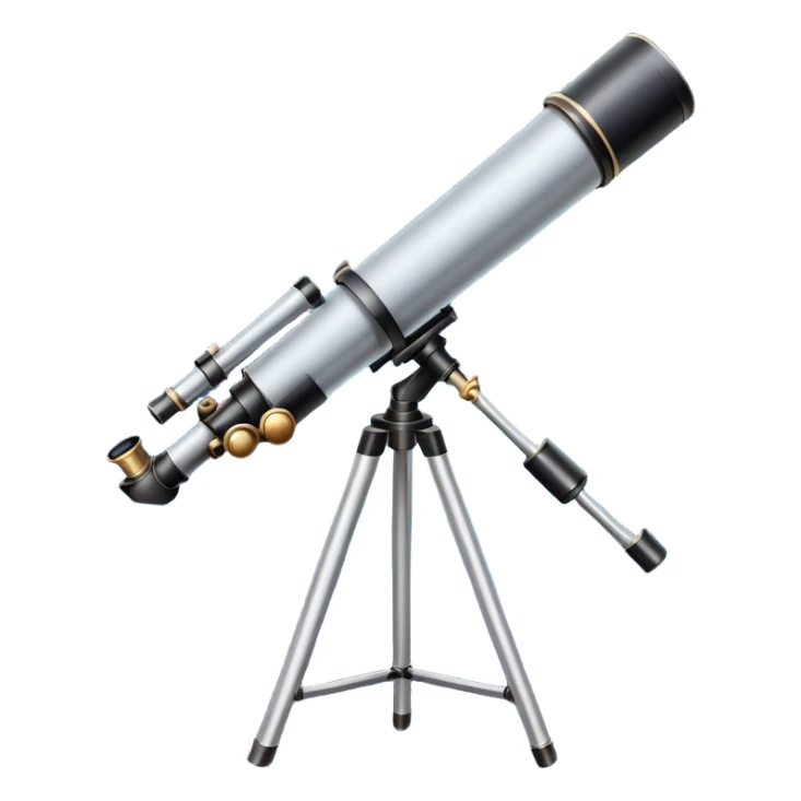 An icon featuring a telescope, stars, and a planet, symbolizing astronomy. The design includes a crescent moon, distant galaxies, and constellations, representing the study of space and celestial bodies. Transparent background highlights the exploration of the universe and cosmic phenomena. sticker