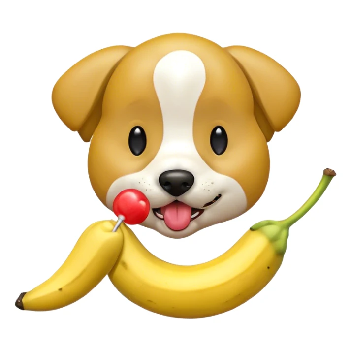 Naughty dog licks a banana shaped lollilop sticker
