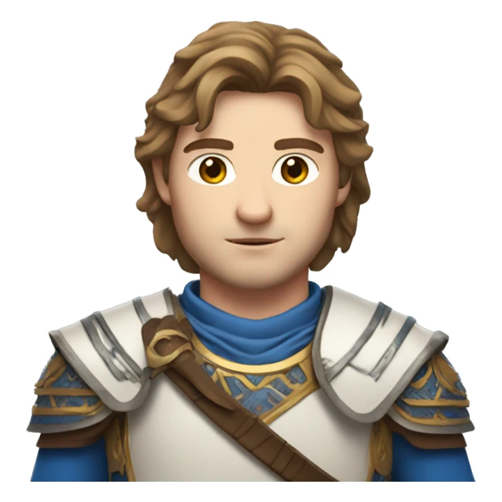 British white male with brown hair and blue eyes wearing a Mongolian warrior outfit sticker