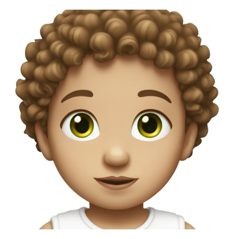 White baby with brown curly hair and green eyes sticker