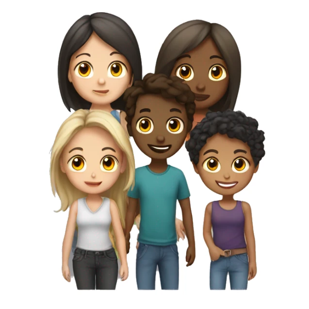 Friend group of 4 girls and 1boy sticker