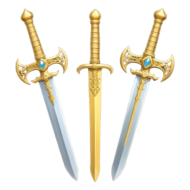 Two Golden royal swords with gold blades and gold handel sticker