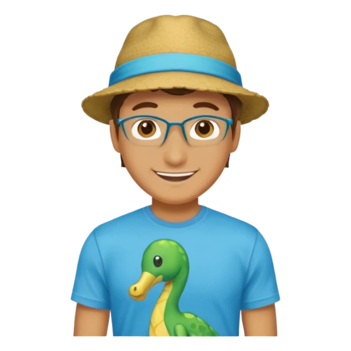 A handsome guy looks bold and brash, wears a t shirt and has a hat sticker