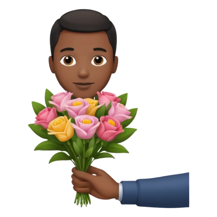 Black Male hand give a bogue of flowers sticker