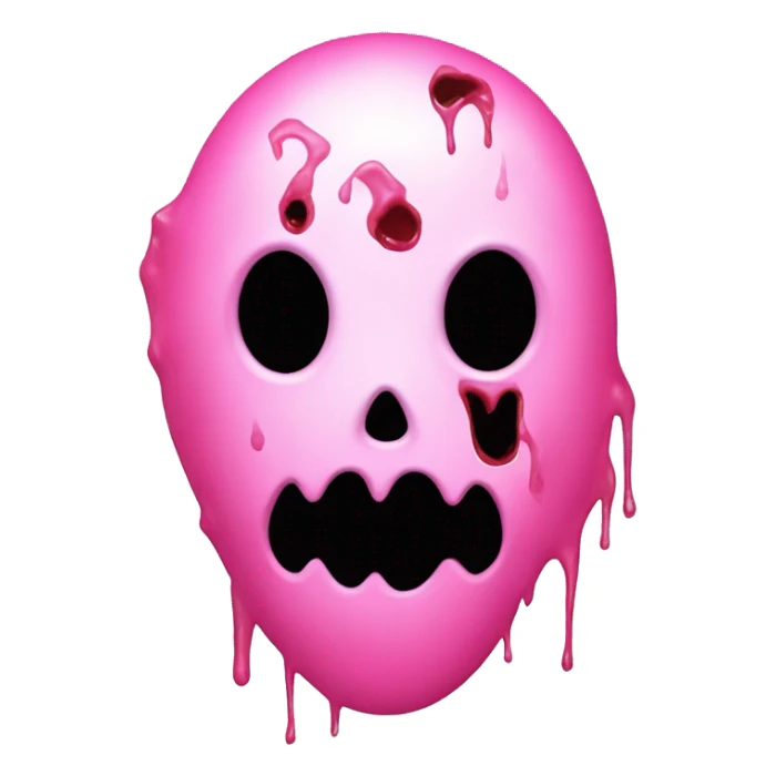bubblegum pink colored ghost face scream movie mask with blood spatters on it sticker