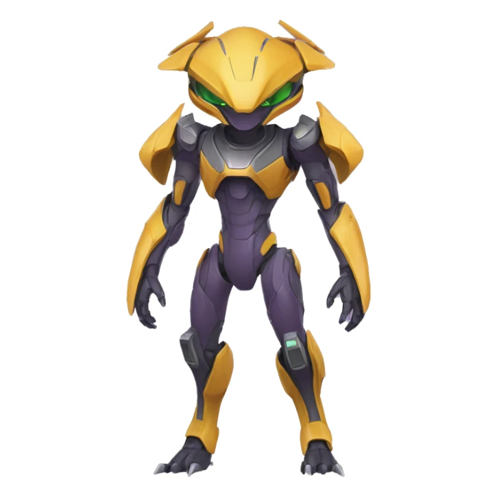 a Genesect-Raptor-Fakémon—hybrid with a futuristic visor-helmet full body sticker