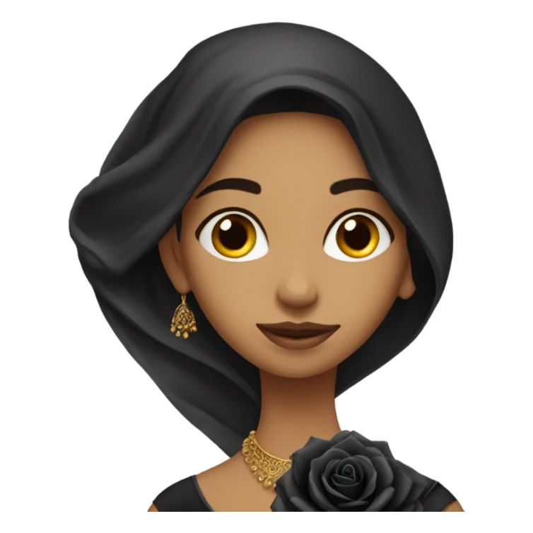 a beauitful Desi woman holding a black rose sticker