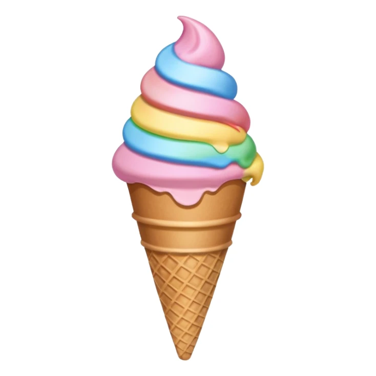 ice cream cone with pastel pink scoop and rainbow sprinkles sticker