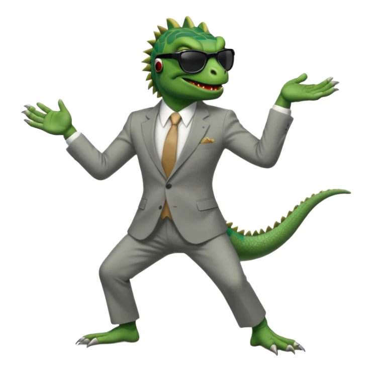 capitalist iguana banker godfather with black sunglasses breakdance sticker