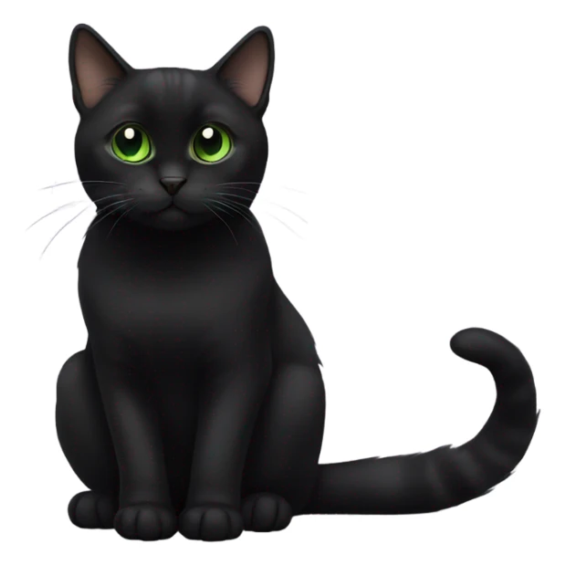 Black munchkin cat sitting with green eyes sticker