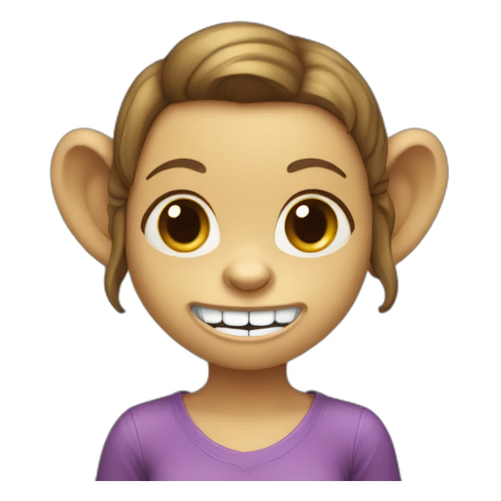 buck tooth monkey girl with braces sticker